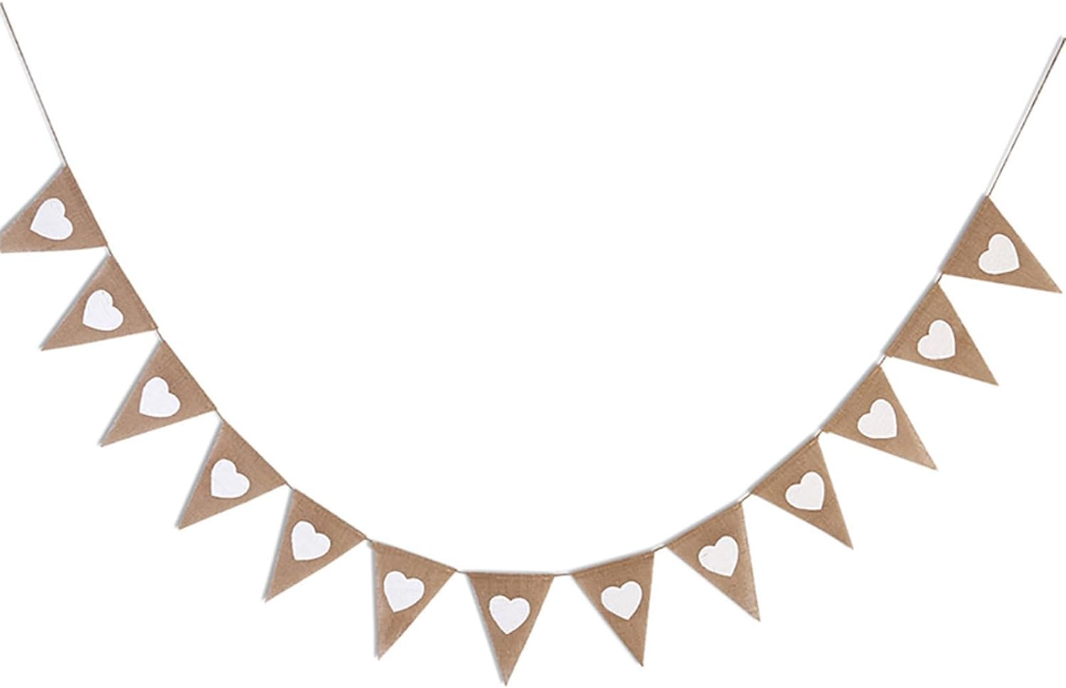 Hessian Bunting - White Hearts 200 Pieces