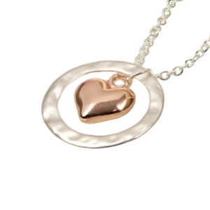 Wholesale Joblot of 36 Pom Boutique Rose Gold Heart Silver Necklace