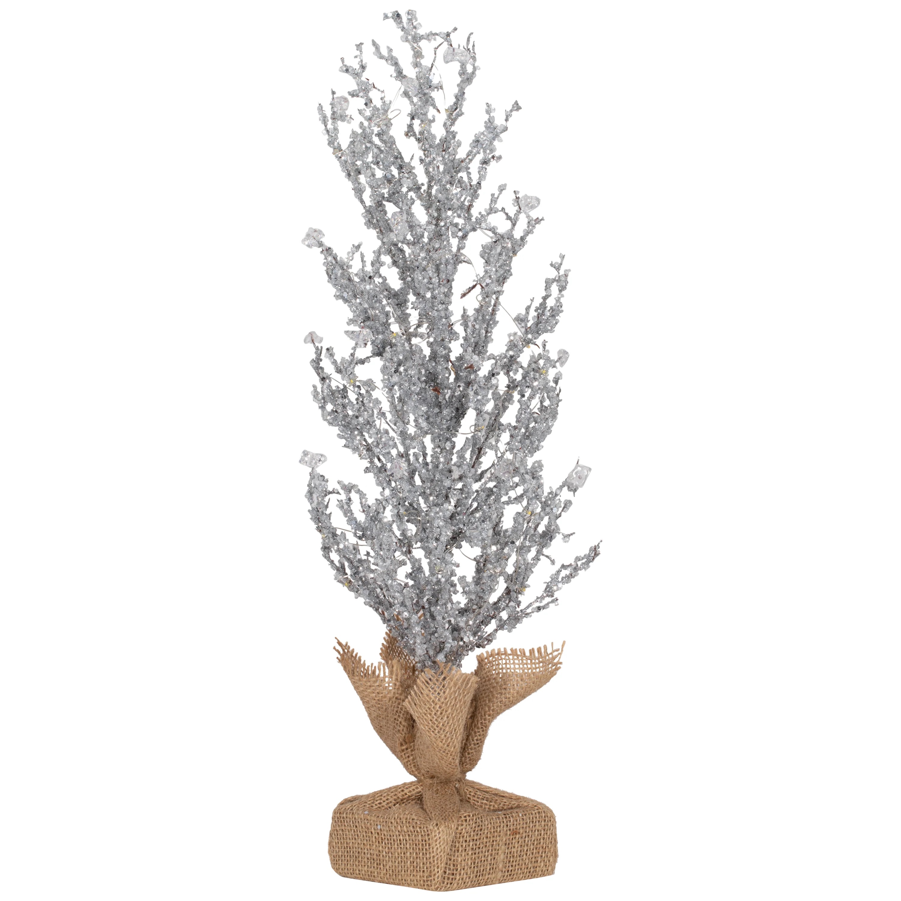 46 x Silver Crystalised Small Lit Christmas Tree
