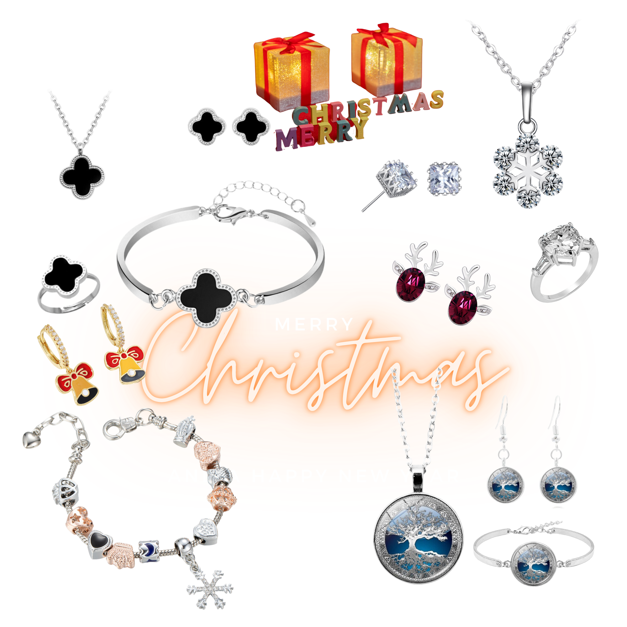 5 Boxes - Christmas Gift Set for Her Jewellery Advent Calendar Countdown-Bracelet, Pendant, Earrings and Rings - 24pcs/Box|GCJSET021-2|UK seller