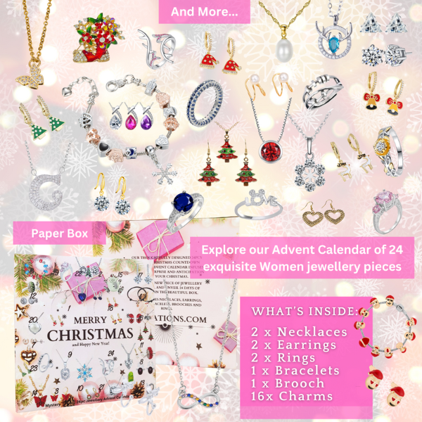 5 Boxes - Gifts for Her Christmas Advent Calendar Jewellery Set-Bracelet, Pendant, Earrings and Rings - 24pcs/Box|GCJSET021-3|UK seller