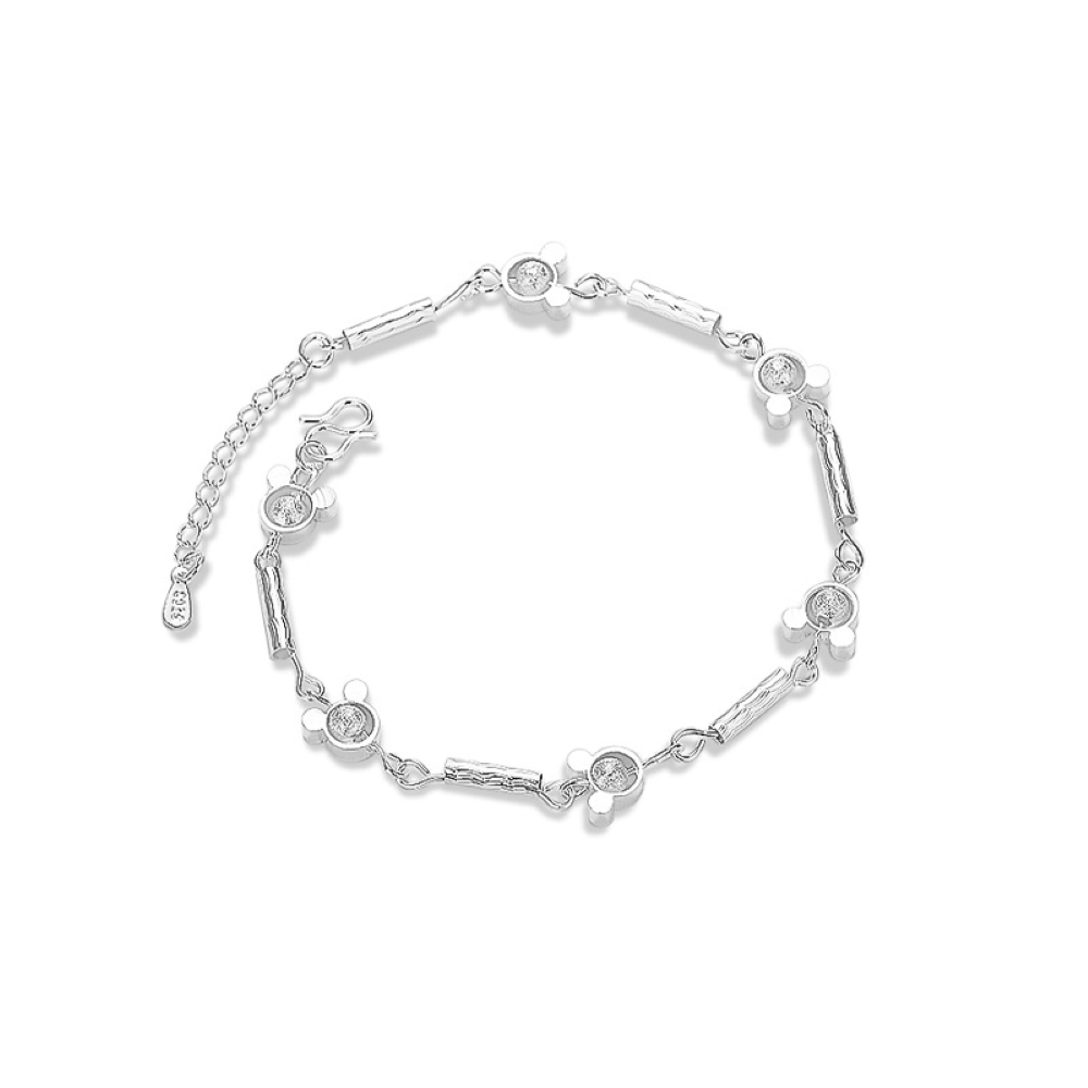 10pcs - Mickey Minnie Mouse Zircon Crystals Silver Tone Anklet|GCJA010|UK seller