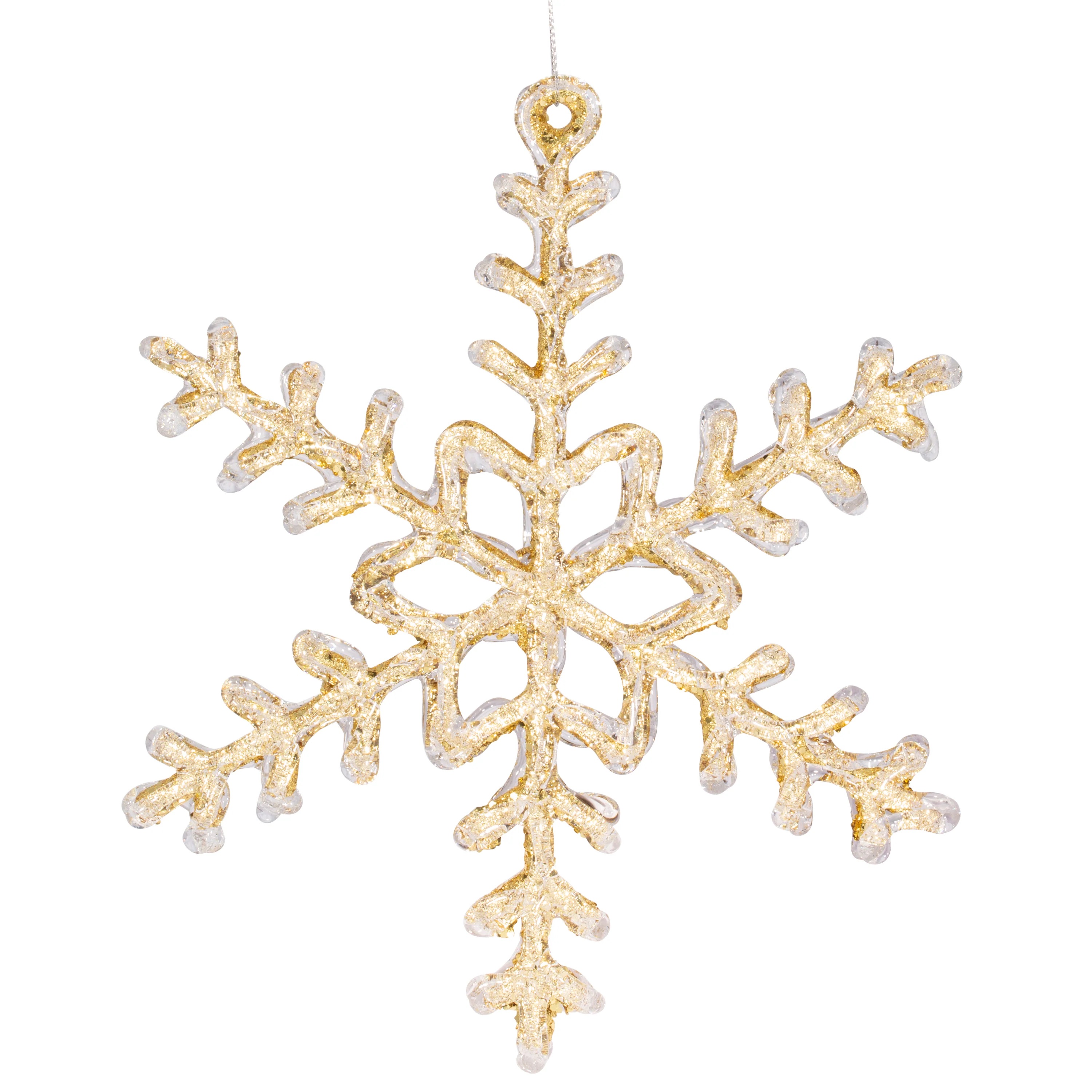 62 x Gold Snowflake Hanging Ornament - Large