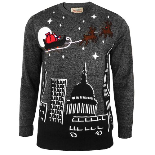 12 x Men's Luxury Christmas Jumper Sleigh over London Skyline RRP £29.99 each Size XL & XXL
