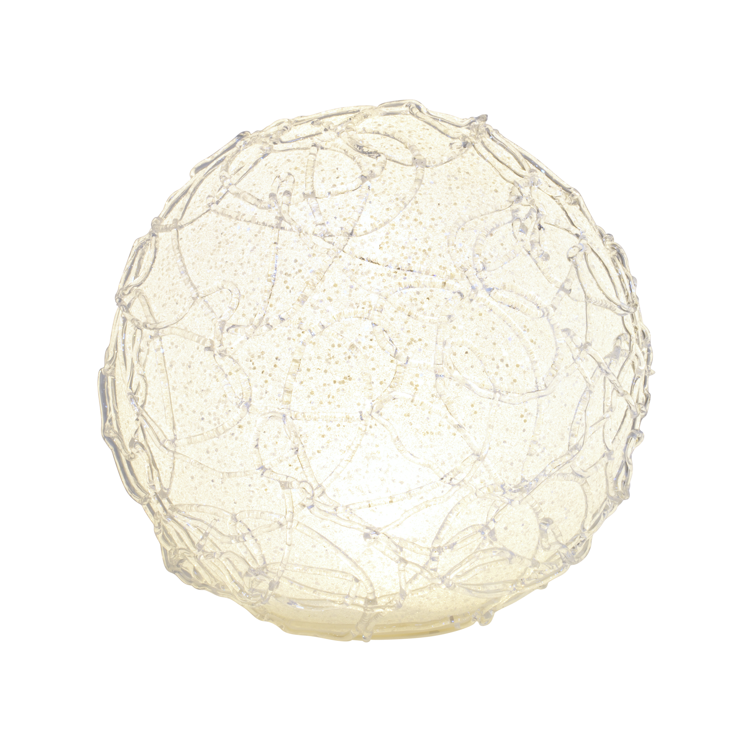 18  x White Glitter Round Orb Battery Operated Lamp - Large