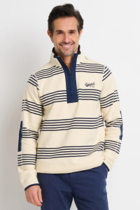 One Off Joblot of 7 Brakeburn Mens Stripe Quarter Zip Sweat Cream Size M