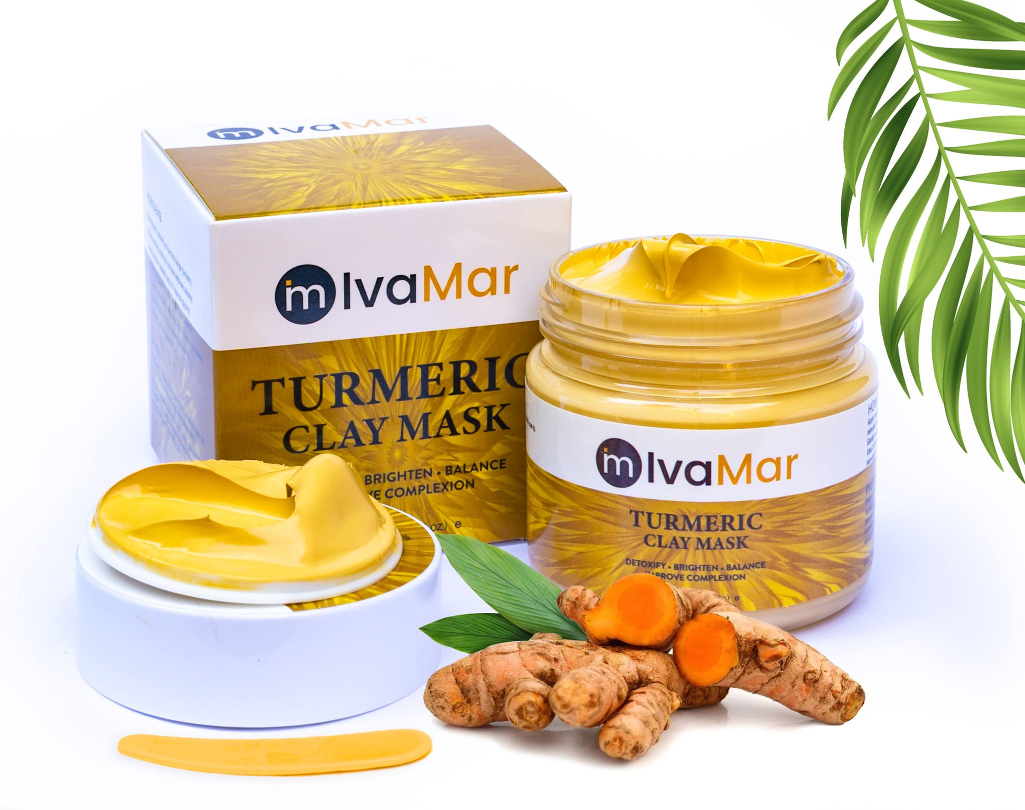 Turmeric Face Clay Mask Kit with Vitamin C - Detox - Brightening - Hydrating - Exfoliating - Cleansing - Anti-Aging - Vegan Facial Masks Skincare Beau