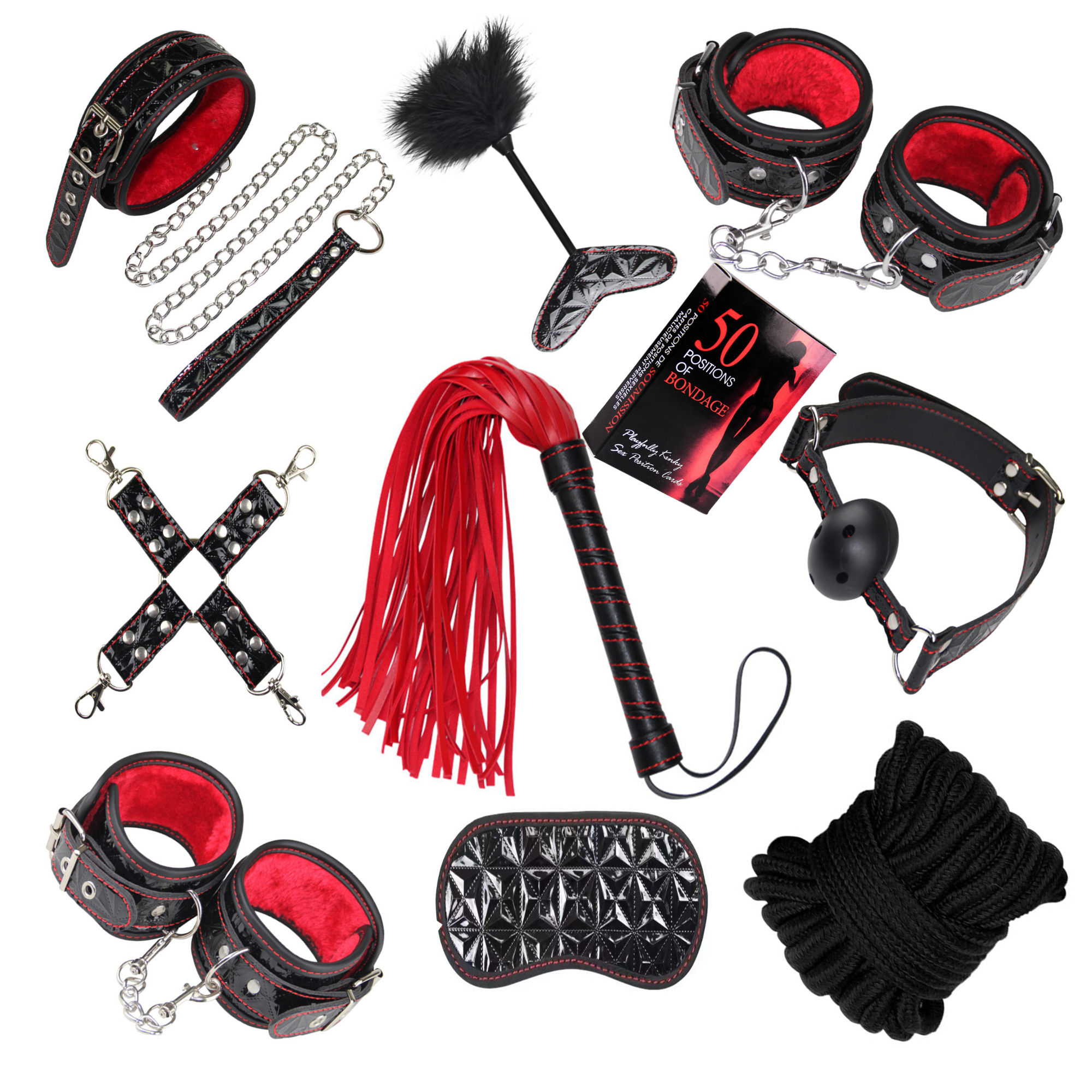 5 Sets-Bondage Restraints Kit BDSM for Couples Adult Beginner Handcuffs Feather Teaser Bondage Game Set (10pcs Each Set)|GCSM036-New|UK seller