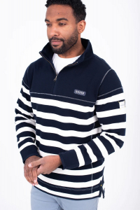 Job Lot of 7 Brakeburn Men's Navy Striped Quarter Zip Sweatshirt