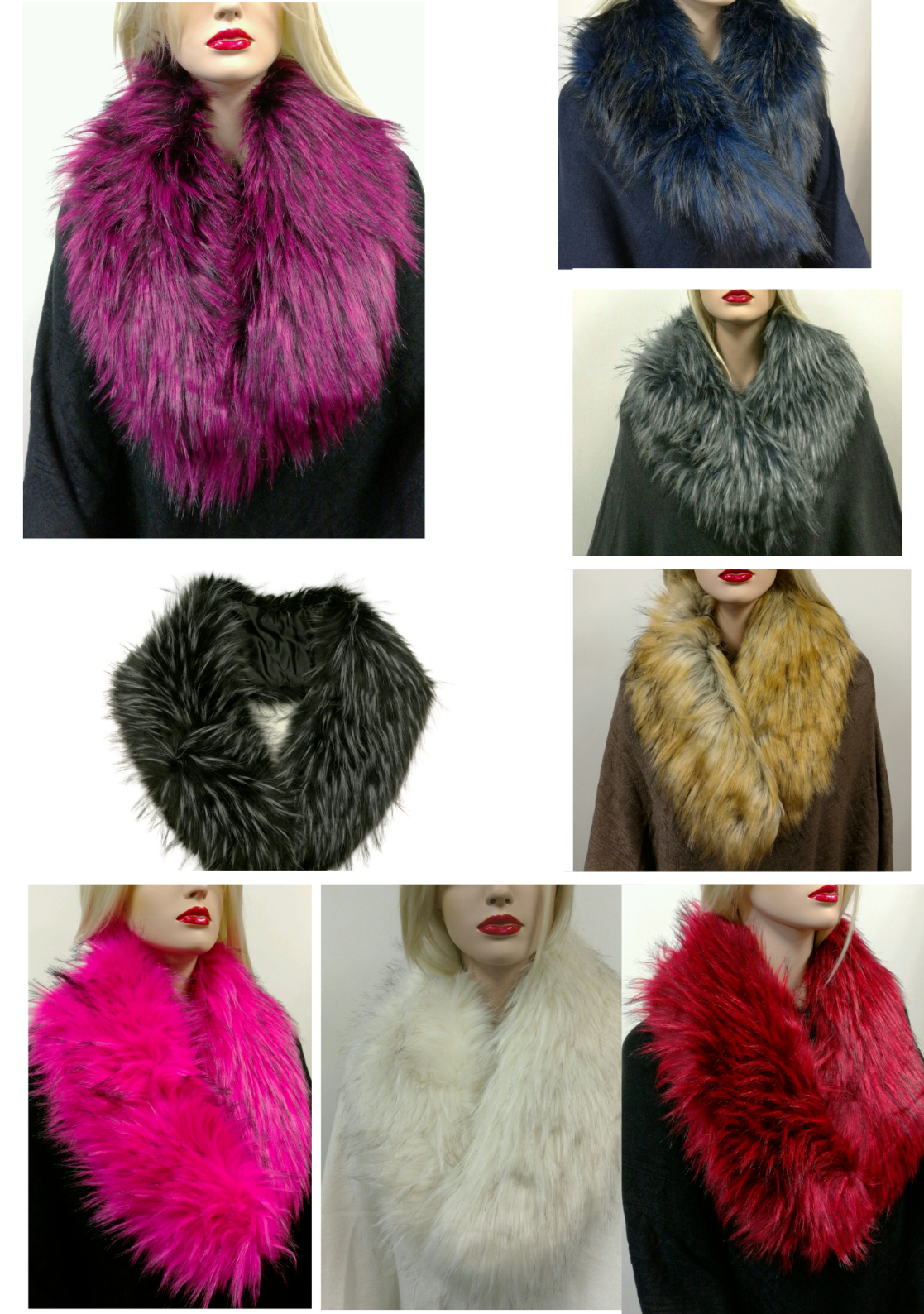 Women Ladies One Size Soft Fluffy Faux Fur Collar Scarf Neck Warmer-80pcs mix 