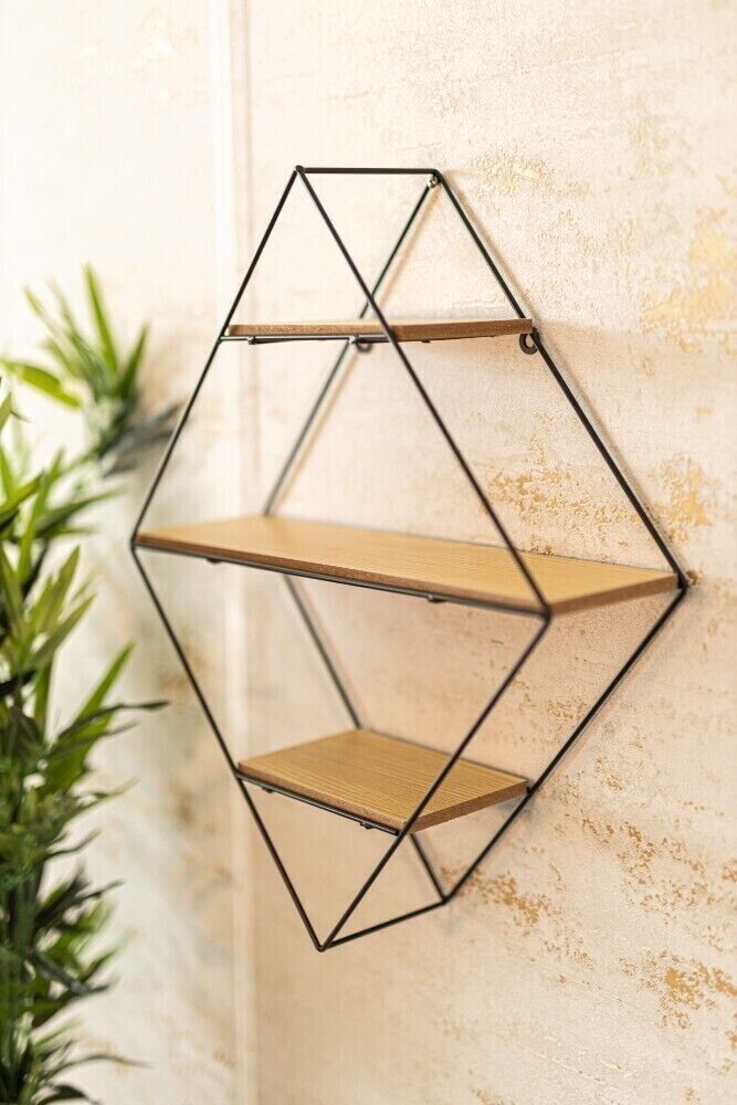 Metal Diamond Shaped Wall Mounted Shelf x 10