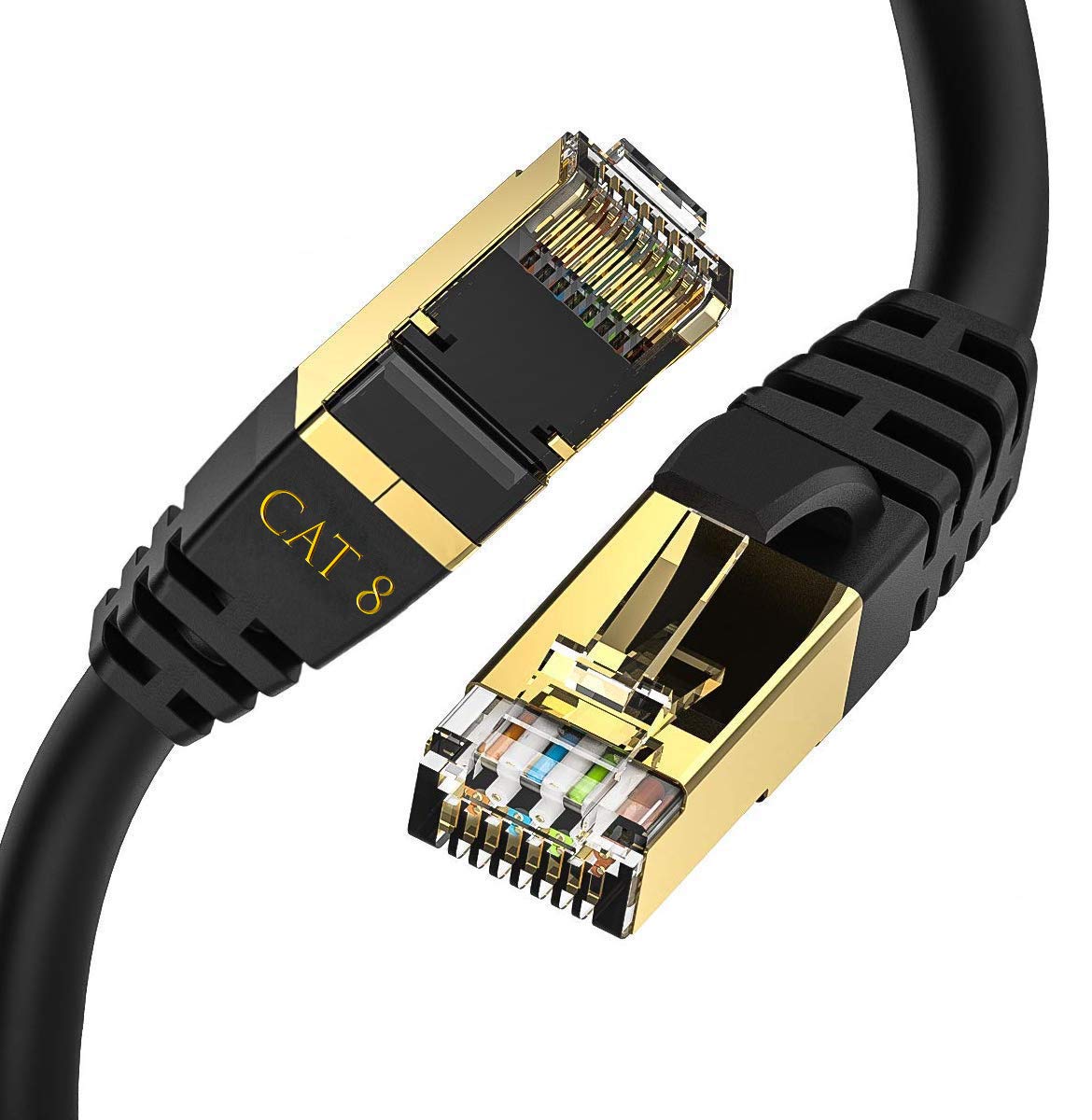 1M IBRA CAT8 Ethernet Gigabit Lan network cable (RJ45) SSTP 40Gbps 2000Mhz - Round Black
