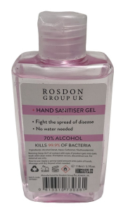 Wholesale Joblot of 36 Rosdon Group UK Hand Sanitiser Gel 70% Alcohol 110ml