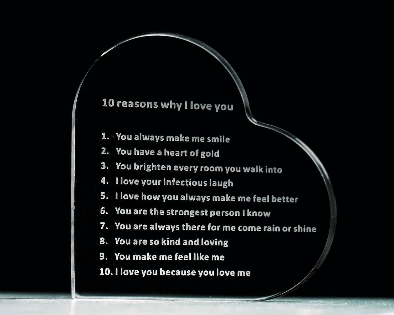 10 Reasons Why I Love You Heart Paperweight x 40