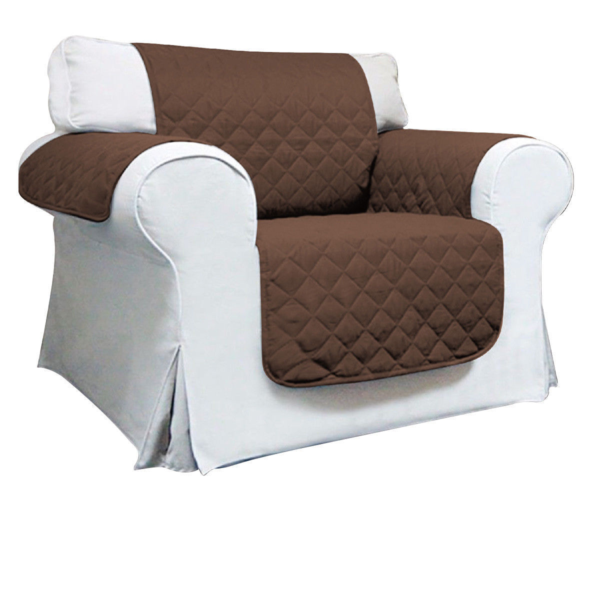 Brown Quilted one seater Sofa Slip Cover x 12