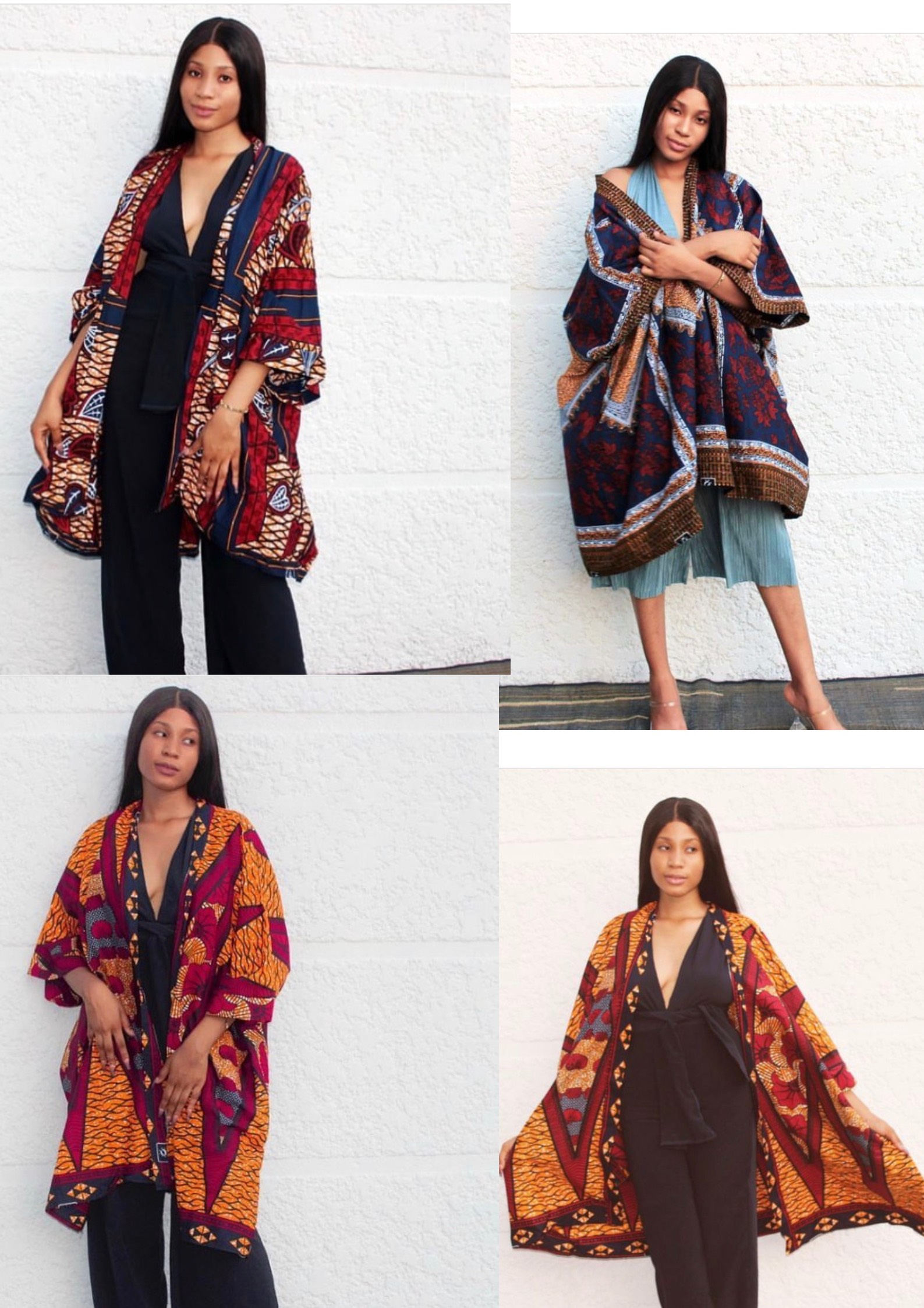 10 lots African print kimonos in gorgeous 100% authentic cotton wax print