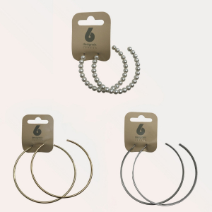 One Off Joblot of 25 Design6 Faux Pearl & Metal Hoop Earrings (3 Pack)
