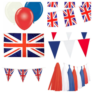 One Off Joblot of 170 Mixed Union Flag Mixed Decorations - Bunting, Flags, Etc.
