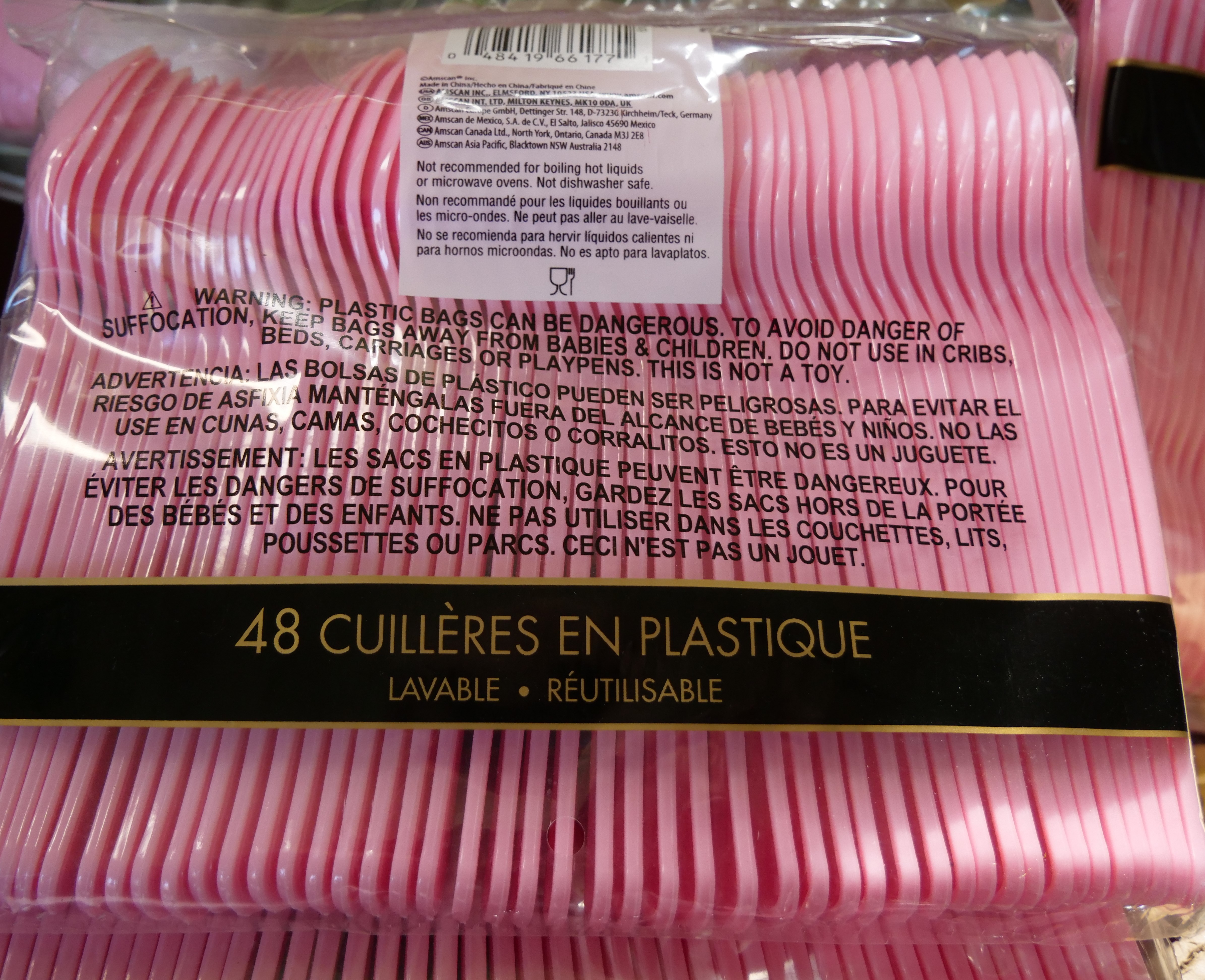 2880 Re-usable Premium quality pink plastic Tea spoons 