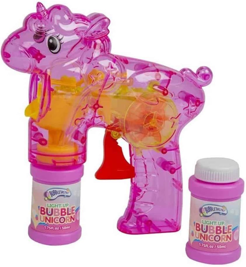 55 x Light Up Bubble Gun Toys ( 45 Pink Unicorn and 10 Blue )