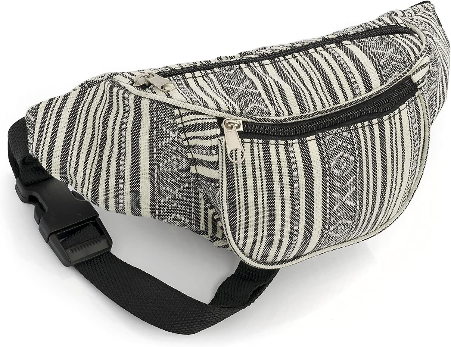 32 Black and White Striped Bum Bag Waist Pouch