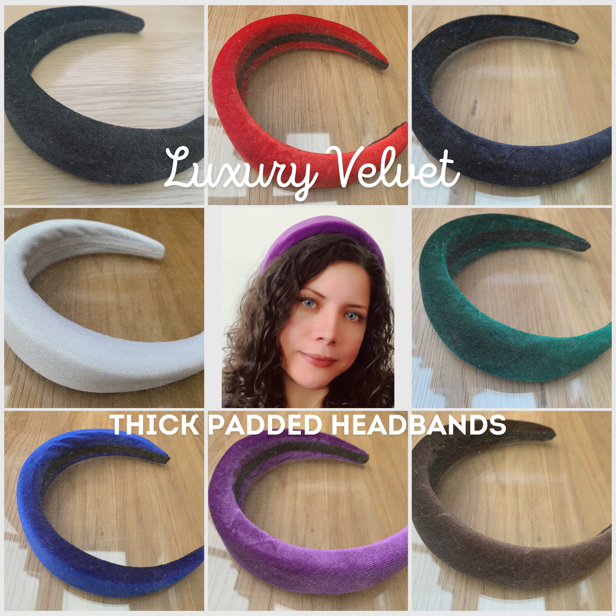 12 Sets of 8 Piece (96 items) Chunky 5cm Thick Luxury Padded Velvet Alice Headband