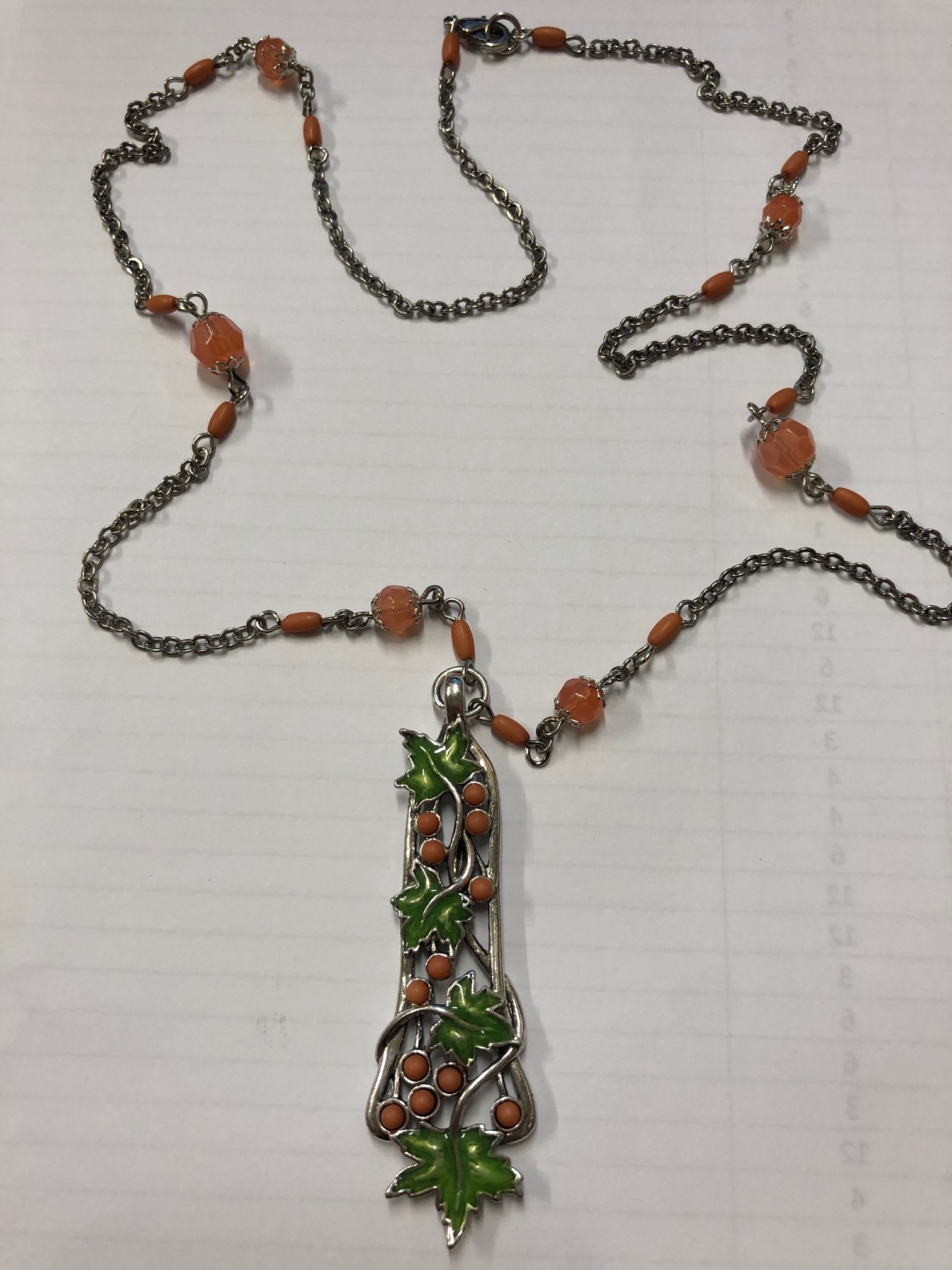 Coral and Green Necklaces Art Noveau Style - Joblot of 30