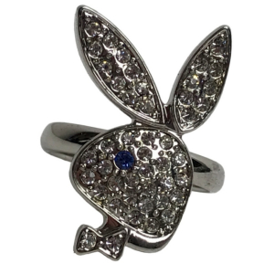 Wholesale Joblot of 50 Ladies Playboy Adjustable Silver Bunny Logo Rings