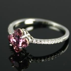 Rings - Quatrefoil amethyst-crystal, clear CZ rings - size Large - Joblot 20