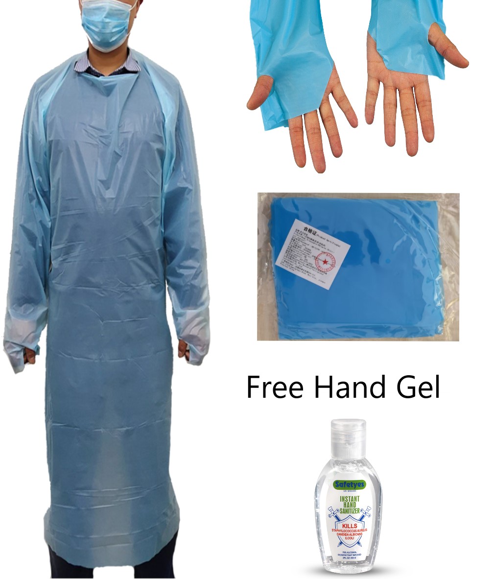 100pc Waterproof Dental Hairdresser Disposable Protective Gown Apron Thumb-Loops UK SELLER