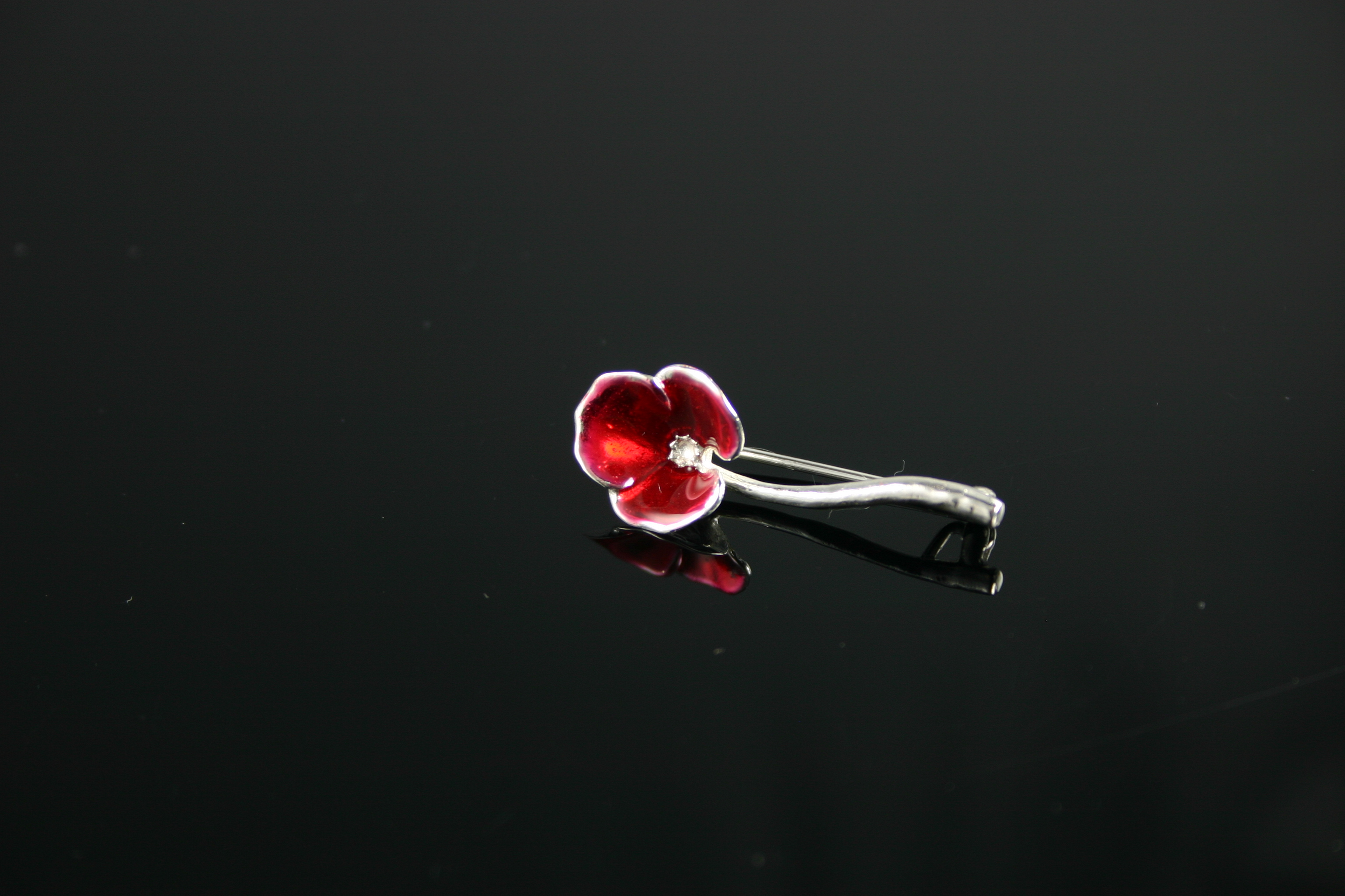 Brooch - Sterling Silver & Red Enamel Poppy Brooch - Joblot 12