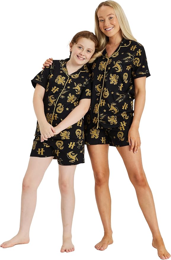 Black Harry Potter Short Pyjamas 9-10 11-12 13 Years