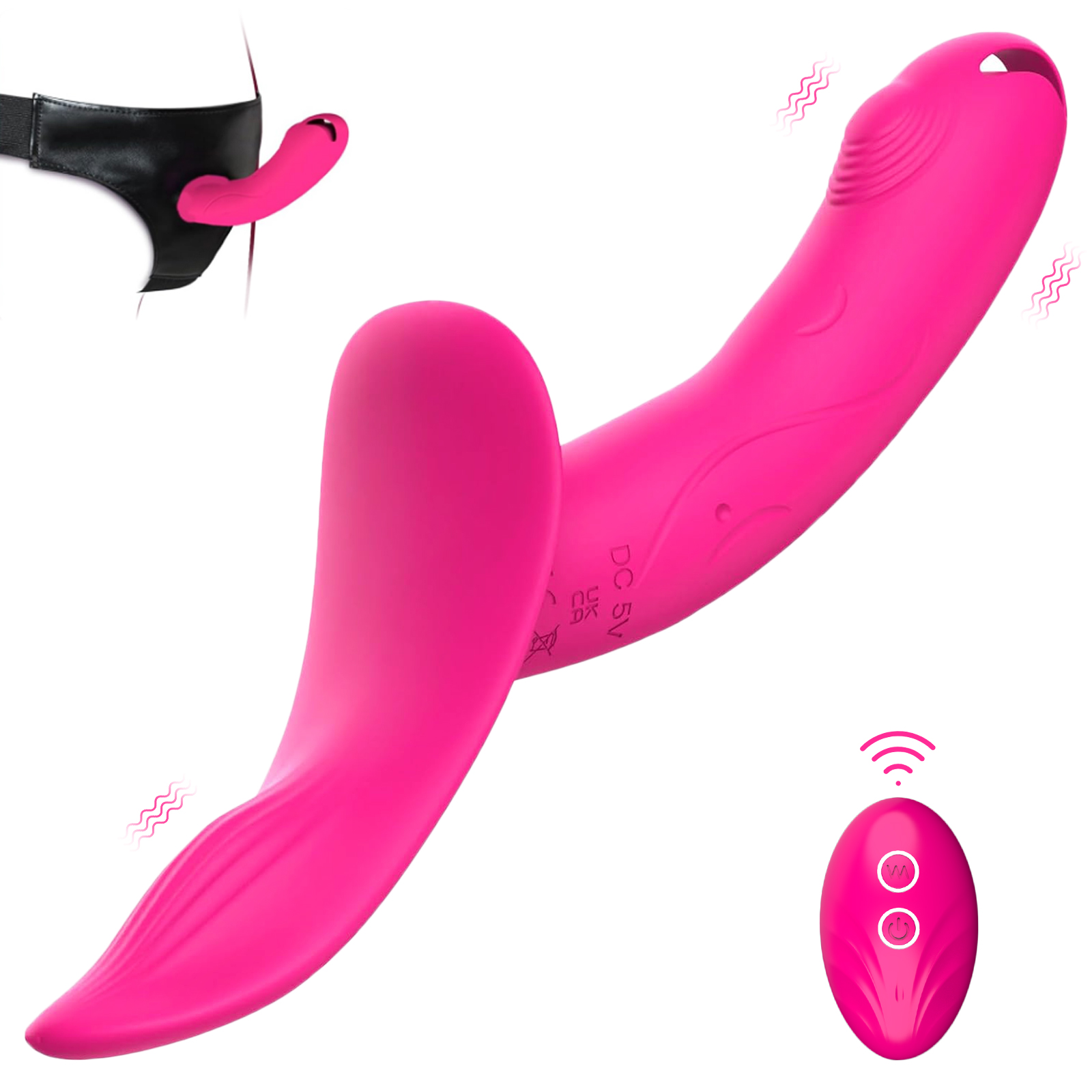 10pcs-Double Vibrating Strap-On Dildo Wear on with Remote Control - Random Strap Colour|GCAP201/1002|UK SELLER