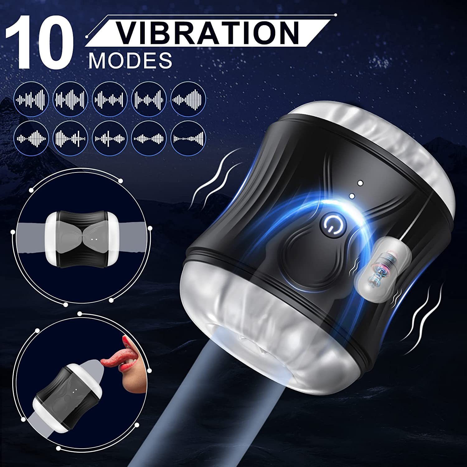 10pcs-10 Vibration Mode Double and Open-ended Male Masturbator|GCAP210|UK SELLER