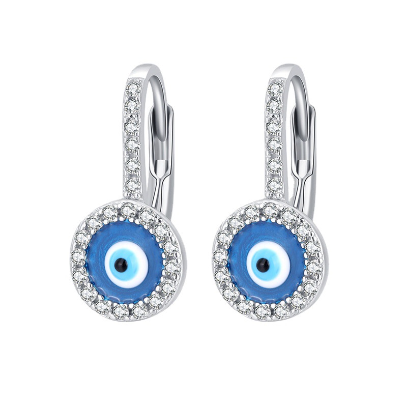 10 Pairs - S925 Sterling Silver Hamsa Evil Eyes Huggies Earrings with Cubic Zirconia|GCJSE115|UK SELLER