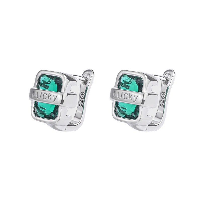 10 Pairs - S925 Sterling Silver Lucky Emerald Huggies Earrings with Cubic Zirconia|GCJSE111|UK SELLER