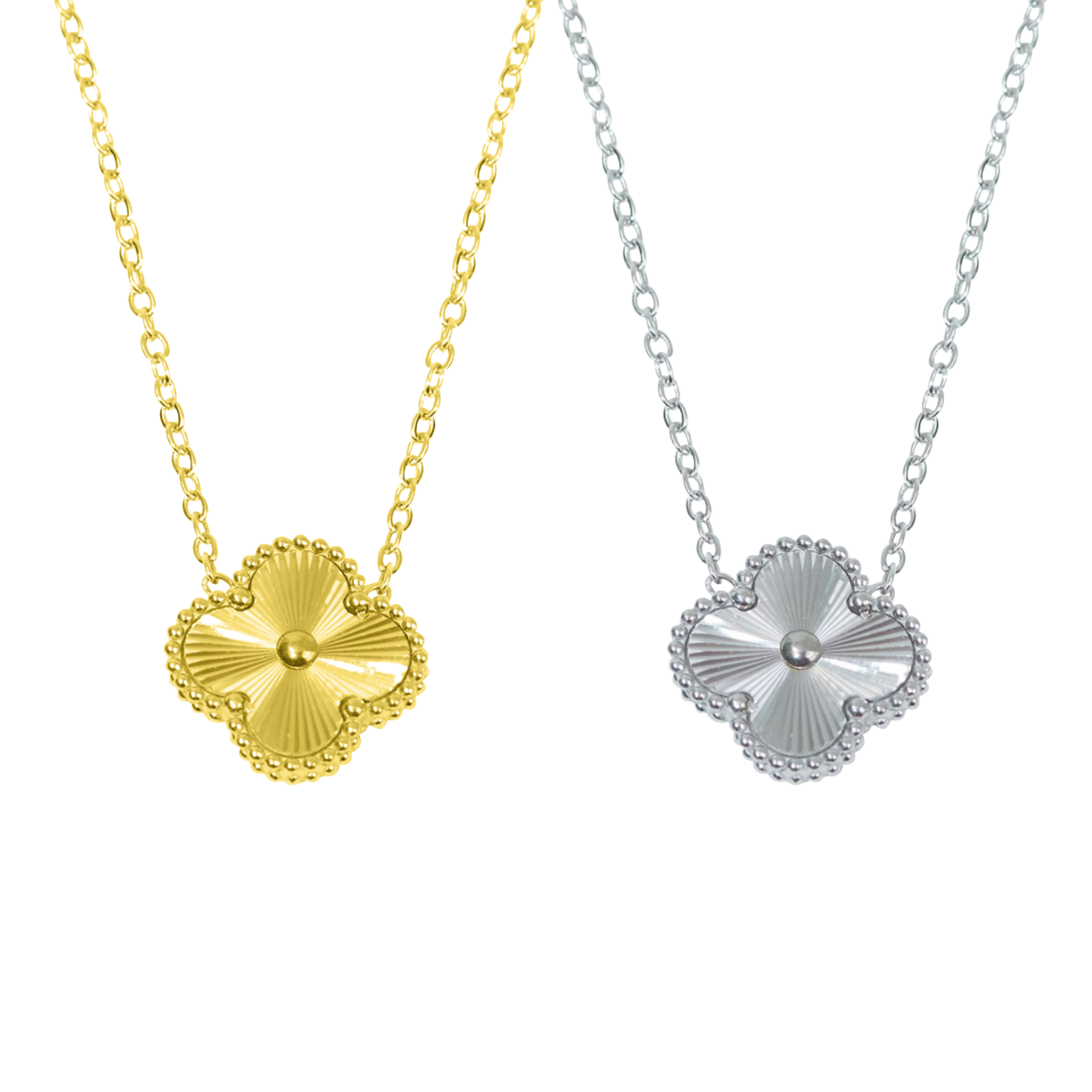 20pcs - S925 Sterling Silver Lucky Clover Four Leaf Pendant Necklace White Gold 14K Yellow Gold Plated|GCJSN099|UK SELLER