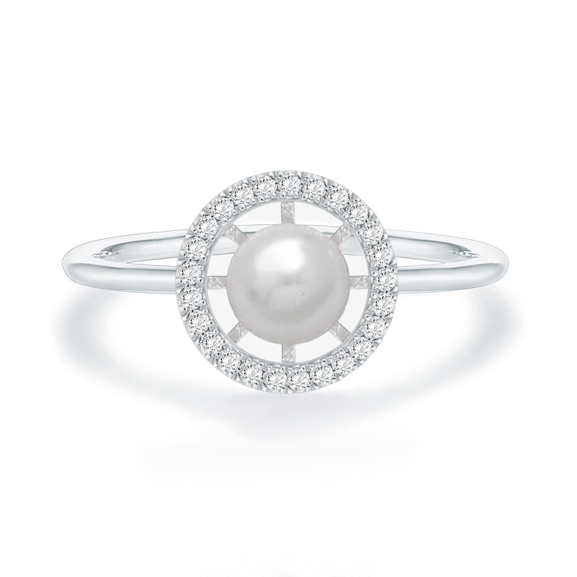 10pcs - S925 Sterling Silver Freshwater Pearl C/Z Halo Open Adjustable Ring|GCJSR054|UK SELLER