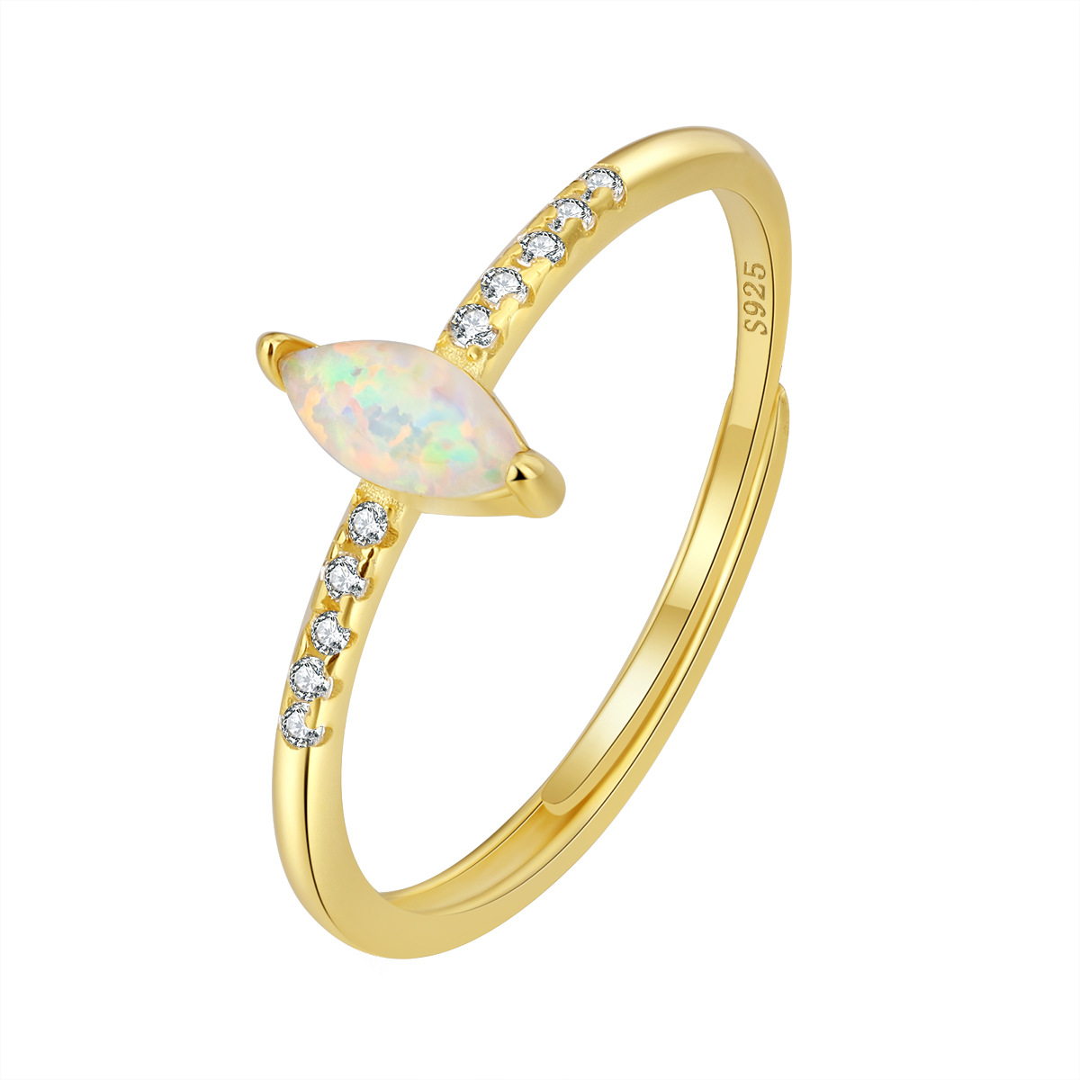 10pcs - S925 Sterling Silver Vintage Inspired Marquise Opal Ring-Gold|GCJSR044-Gold|UK SELLER