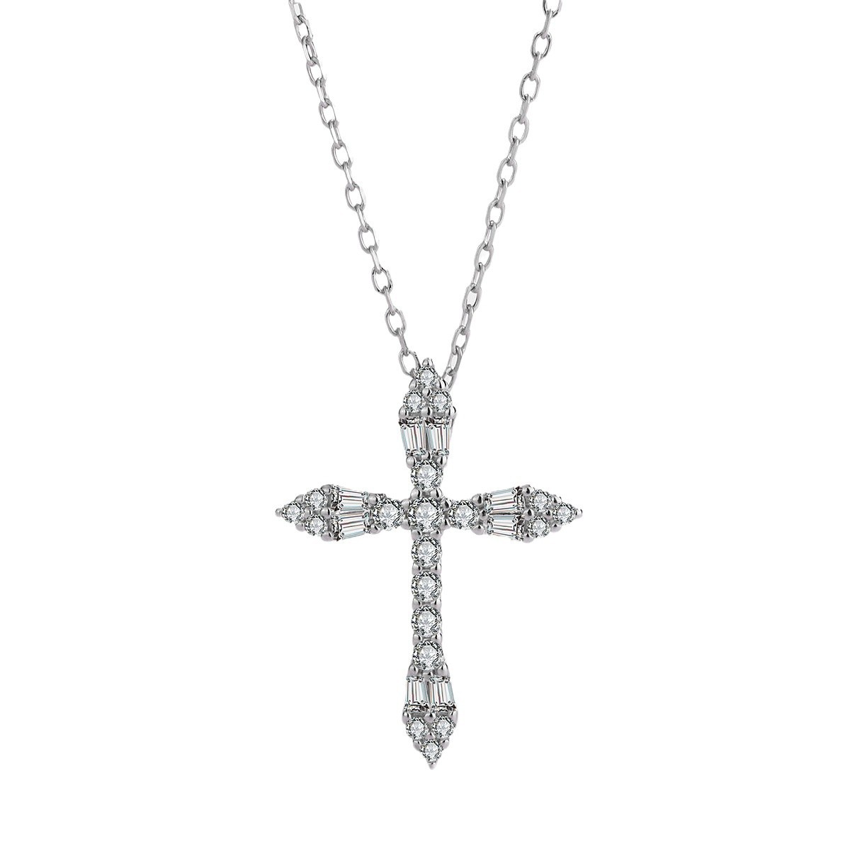 10pcs - Sterling Silver Diamond Cross C/Z Pendant Necklace|GCJSN080|UK SELLER