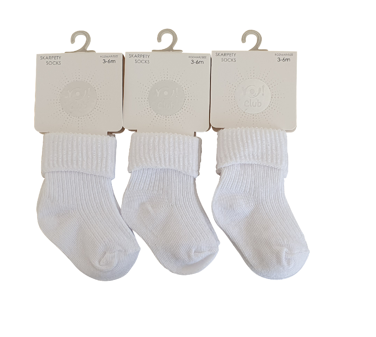 Baby Turnover Socks /0-9m/ Single Pack White Blue Pink Joblot for Resale 249pc