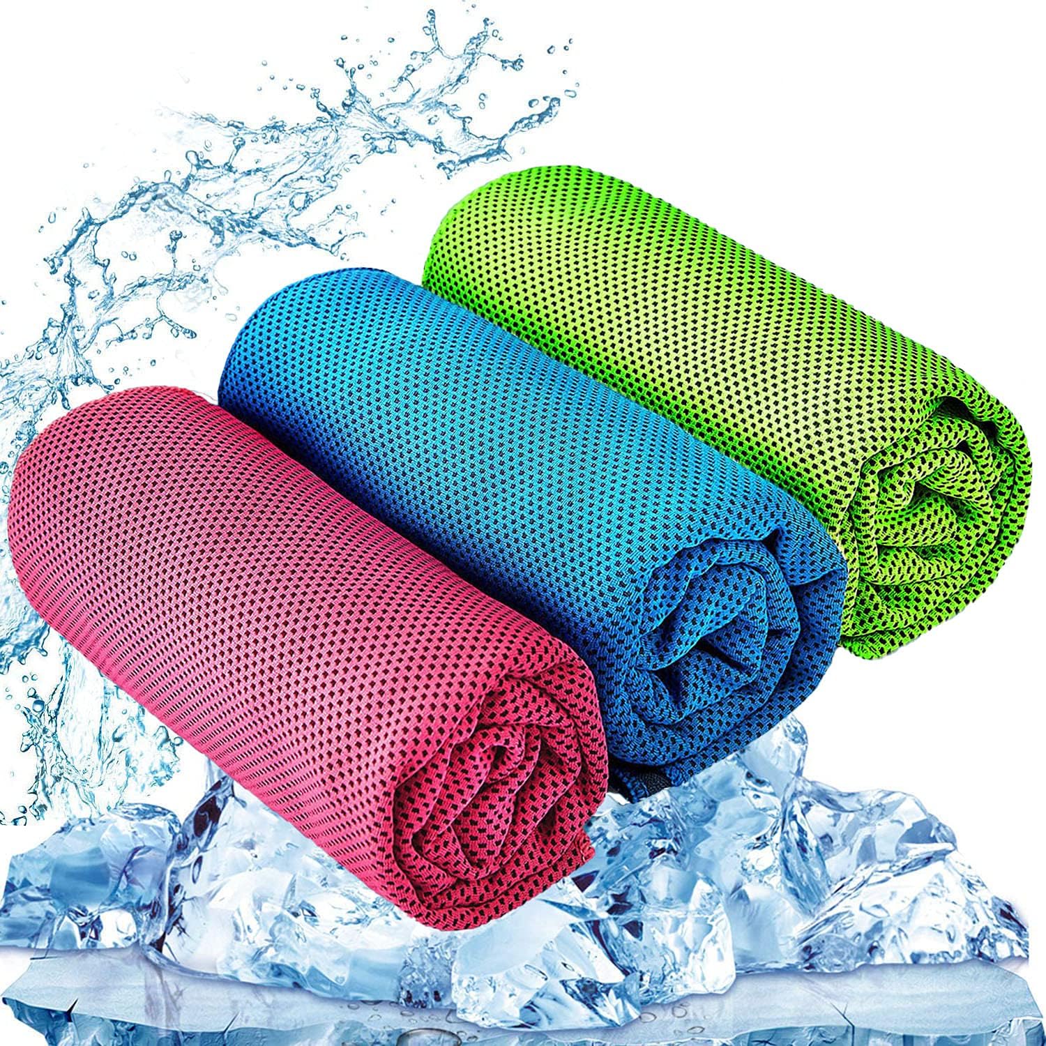 10x Packs of YQXCC Cooling Towel 3 Pcs 120 x 30 cm Microfiber Towel For Instant Cooling Relief