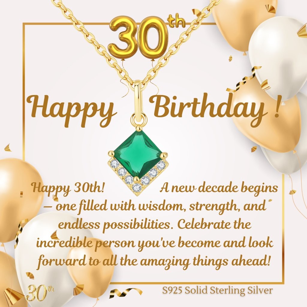 10 Sets-S925 Emerald Gold Plated Necklace For Her 30th 40th 50th 60th 70th 80th 90th 100th Birthday Personalised Message|GCJSN078-Birthday|UK SELLER