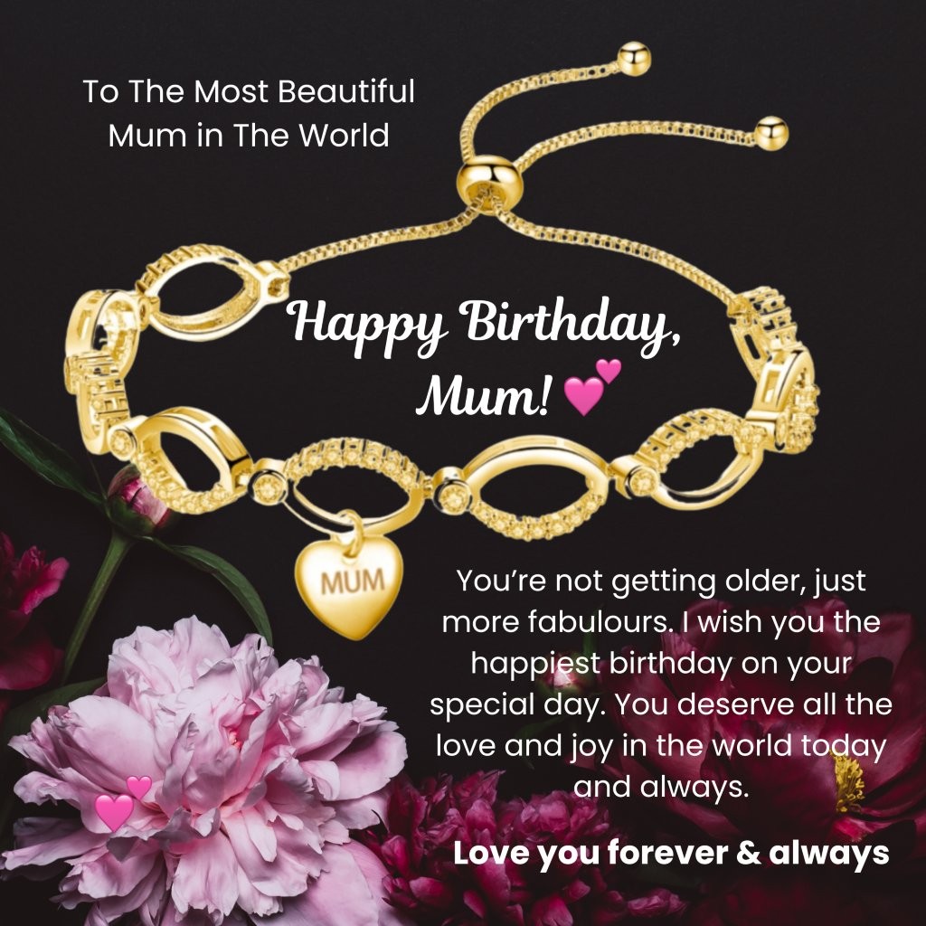 12 Sets-Infinity Bracelet for Mum with Birthday Messsage-Gold, Rosegold and Silver|GSVB061-Mum-Birthday MSG|UK SELLER