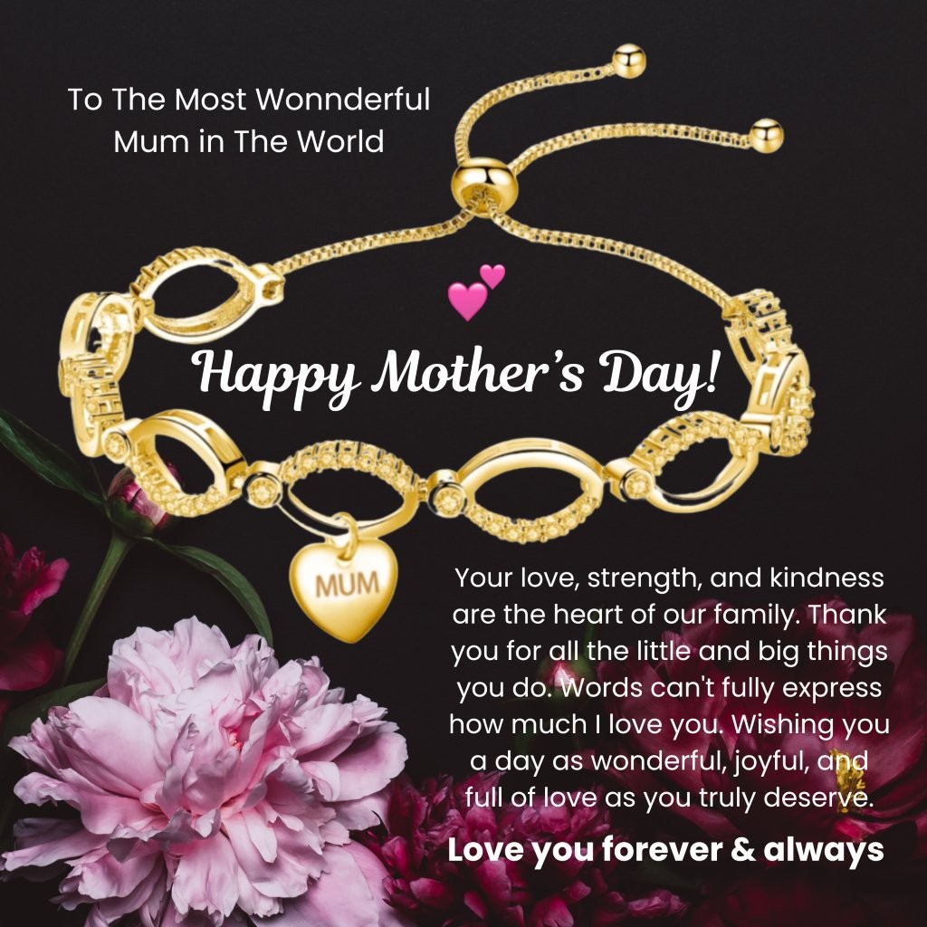 12 Sets-Infinity Bracelet for Mum with Mother's Day Messsage-Gold, Rosegold and Silver|GSVB061-Mum-Mother's Day MSG|UK SELLER