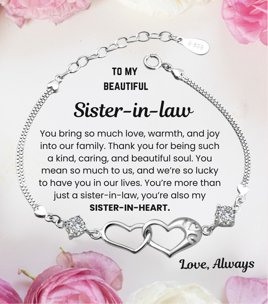 10 Sets-Sterling Silver Plated Double Heart Bracelet To My Sister in Law Mother in Law Personalised Message|CJ244-Mother/Sister in law MSG|UK SELLER