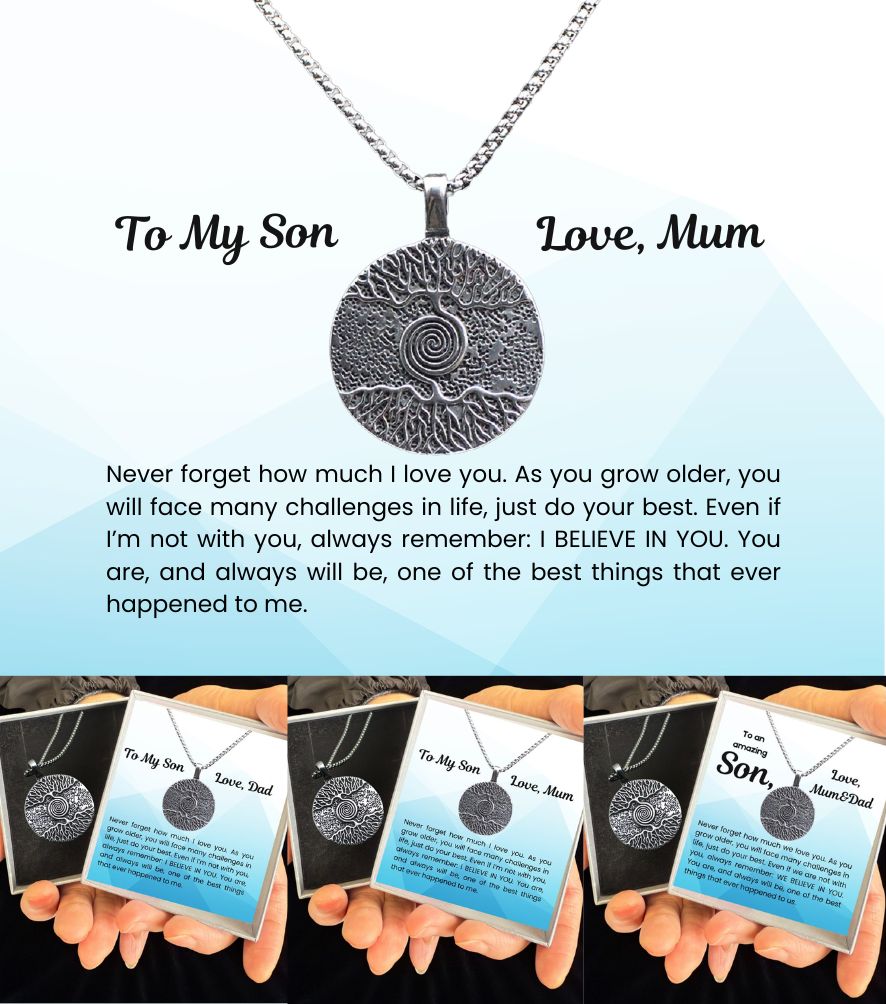 12pcs-Gift for Son Stainless Steel Necklace Personalised Message from Mum Dad|GCJ595-To My Son-MSG|UK SELLER