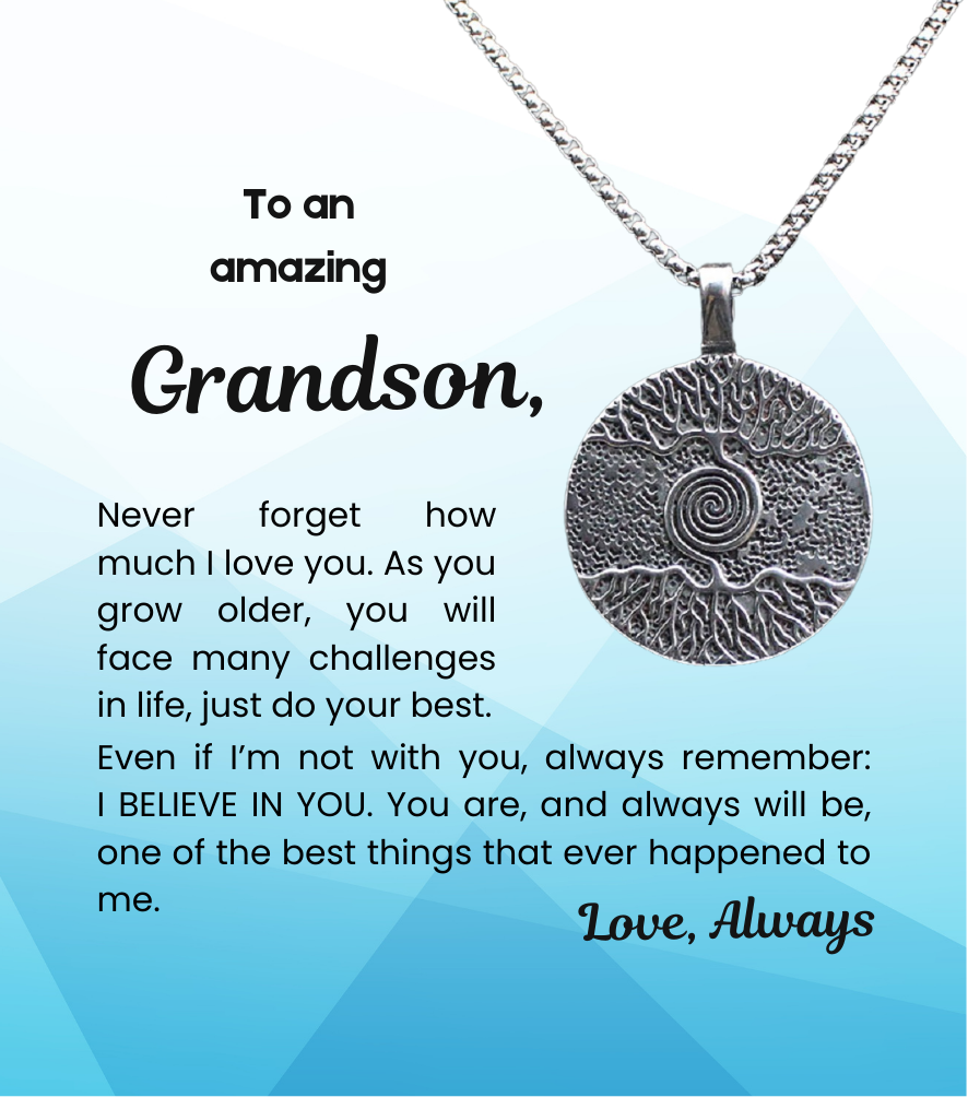 12pcs-Gift for Grandson Stainless Steel Necklace Personalised Message|GCJ595-To My Grandson-MSG|UK SELLER