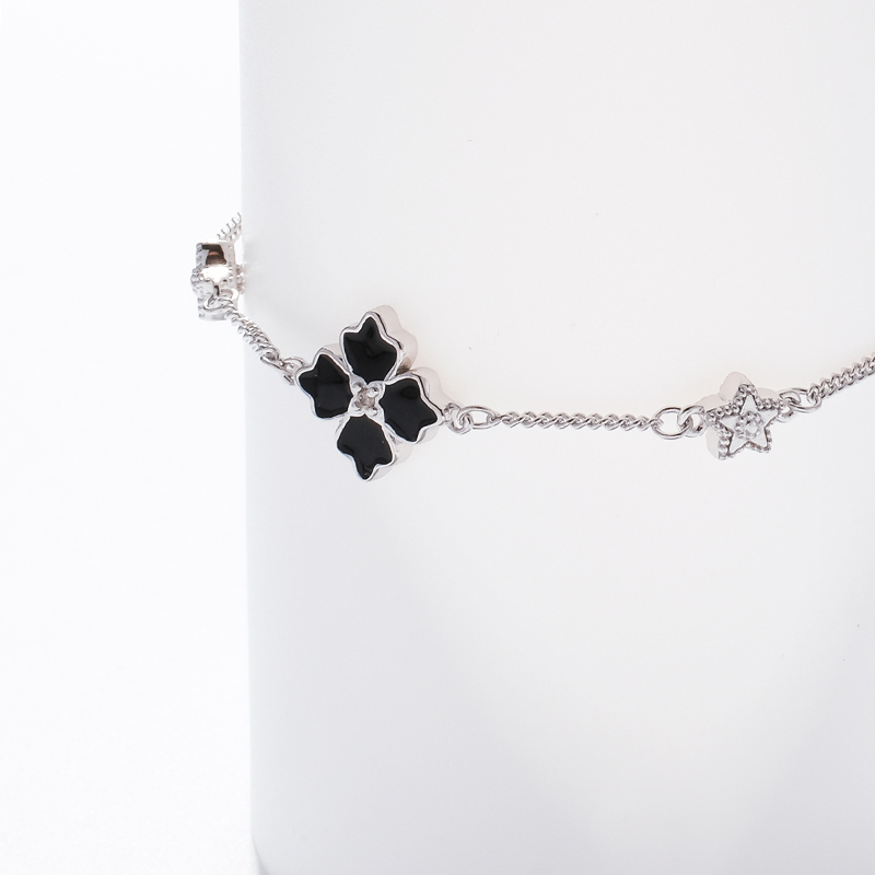 10pcs-Sterling Silver Apotie Black Cléo Blossom Clover Bracelet Adjustable Stamped S925|GCJSB058|UK SELLER