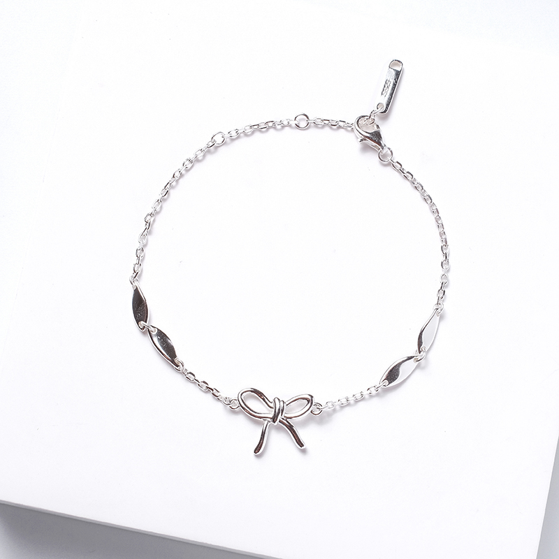 10pcs-Sterling Silver Ribbon Bow Bracelet Adjustable Stamped Solid S925|GCJSB059|UK SELLER